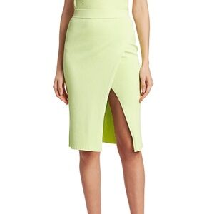 Jonathan Simkhai Jolene Skirt XL Pear Green Faux Wrap Ribbed Knit Slit Pencil